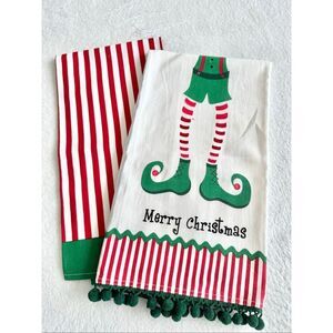 Ritz Merry Christmas elf Christmas & striped dish cloth